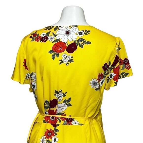 Loft beach yellow floral flutter sleeve maxi wrap dress size M - Picture 10 of 14